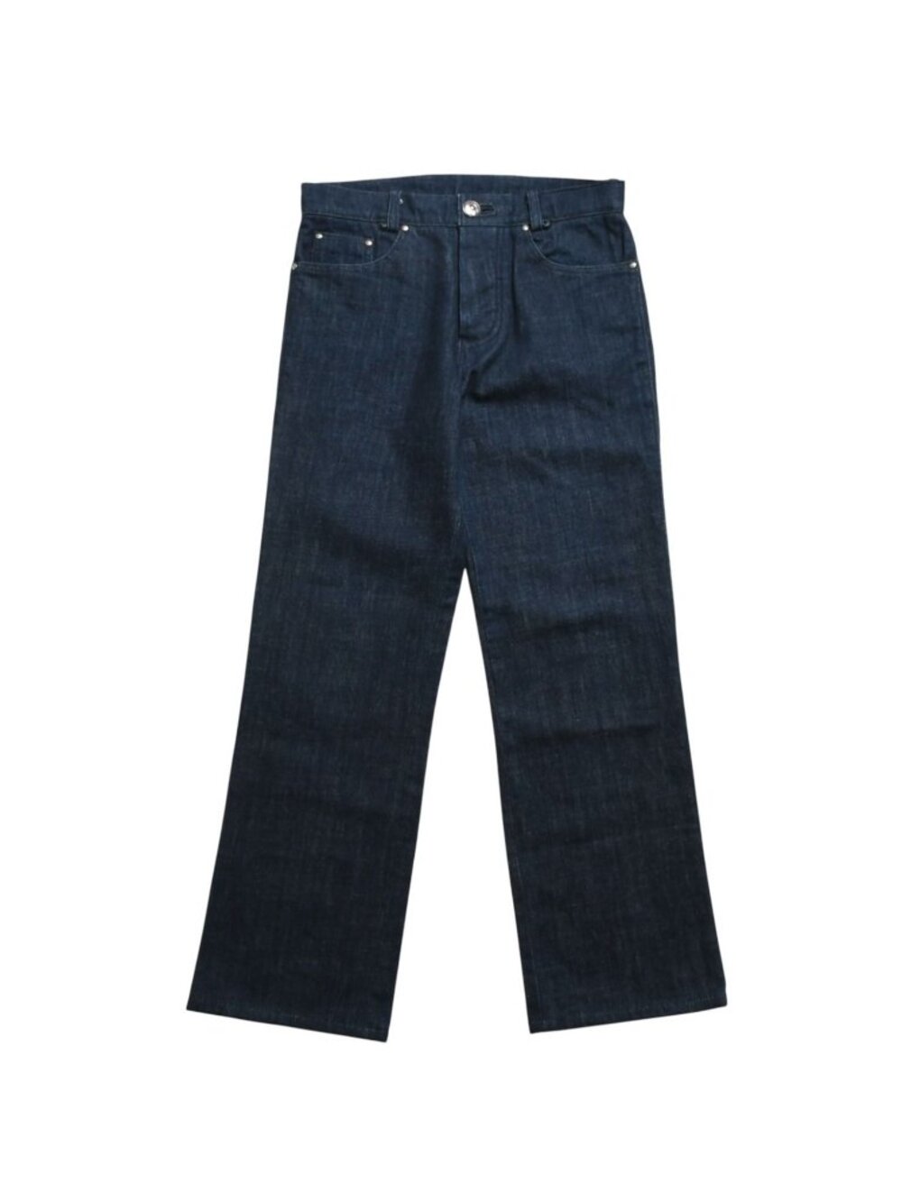 Chrome Hearts Pants Cross Ball Concho Button Scroll Label Plate Silver Indigo